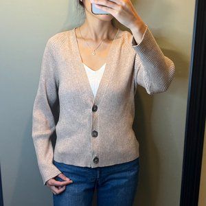 Banana Republic Knit Sweater Cardigan Sz M Tan Cream Beige Women Sweater